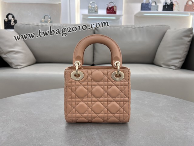 Dior专柜新款Lady女包迪奥高仿原单三格羊皮玫瑰粉Classic Lady戴妃包 djfk1282